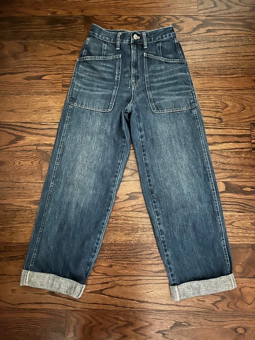 Madewell The Perfect Vintage Wide-Leg Jeans Patch Pocket Edition Blue Size 23